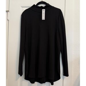 NWT Chico's Black Long Sleeve Mock Turtleneck Tunic Top Zip Back Large